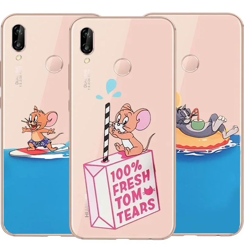 Забавный мультфильм Том Джерри Прозрачный чехол для телефона Huaweis mate 30 P8L P20L P20LITE