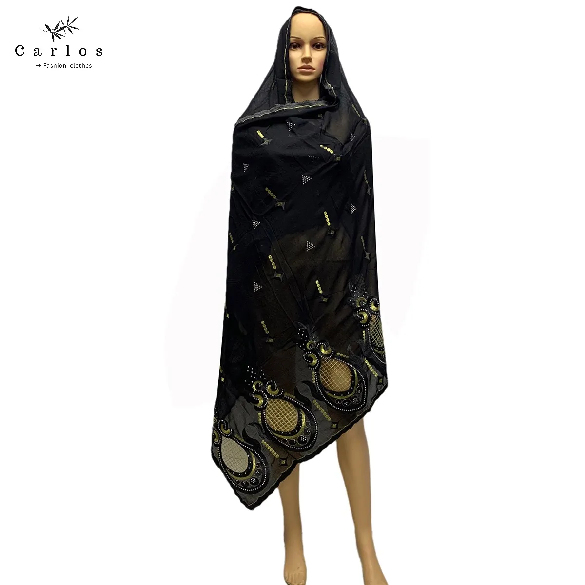 2022 Hot Sales Muslim Big Size Scarf 100% Cotton Embroidery African Women Hijab Dubai on Wholesale price | Тематическая одежда и