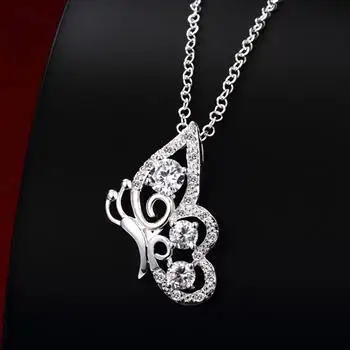 

Fashion Silver Ornament with Elegant Hollow Butterfly Colored Zircon Necklace Bulk Items Wholesale Jewelry Gift 2021 SPN027