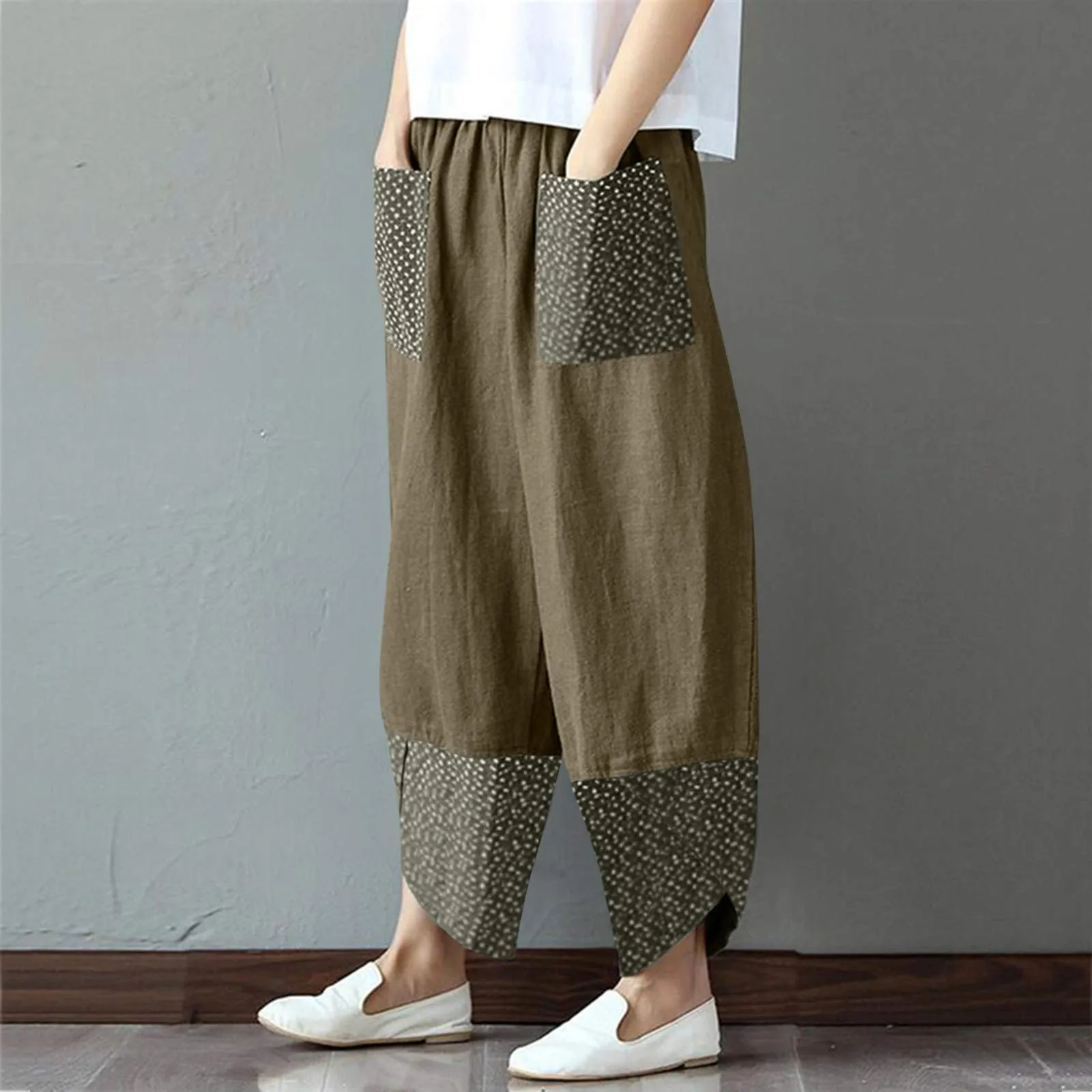 

Women's Fashion Casual Pants With Pockets Fashion Tie Dye Elastic Waist Baggy Pants For Women Outwear Trousers pantalon femme