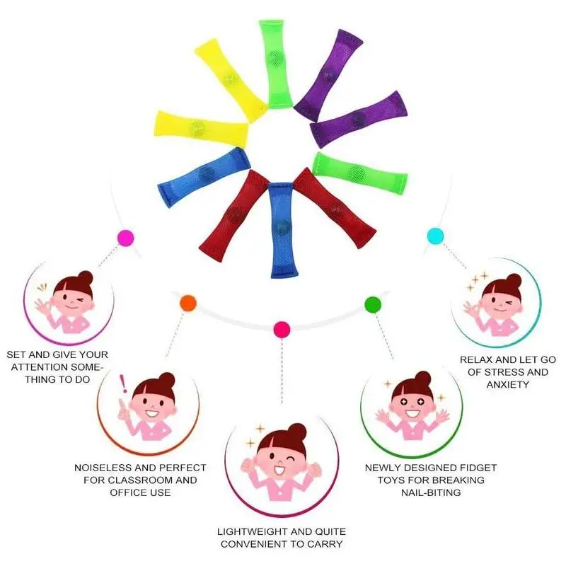 

Net Tube with Glass Beads Decompression Toy Woven Net Tube with Marbles Vent Toy