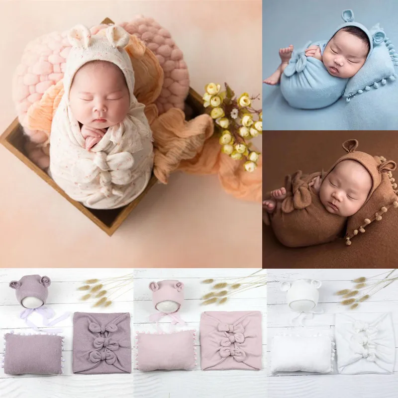 

Newborn Soft Sleeping Bag Pillow Bow-knot Wraps Blanket Photography Props Hundred Days Photo Props