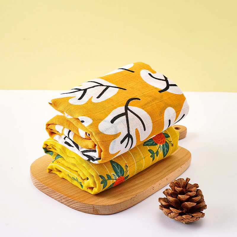 Kangobaby 120×120cm Muslin Swaddle Newborn Diaper Accessories Soft Blankets Wrap Baby Bedding Bath Towel 2Pcs/Pack