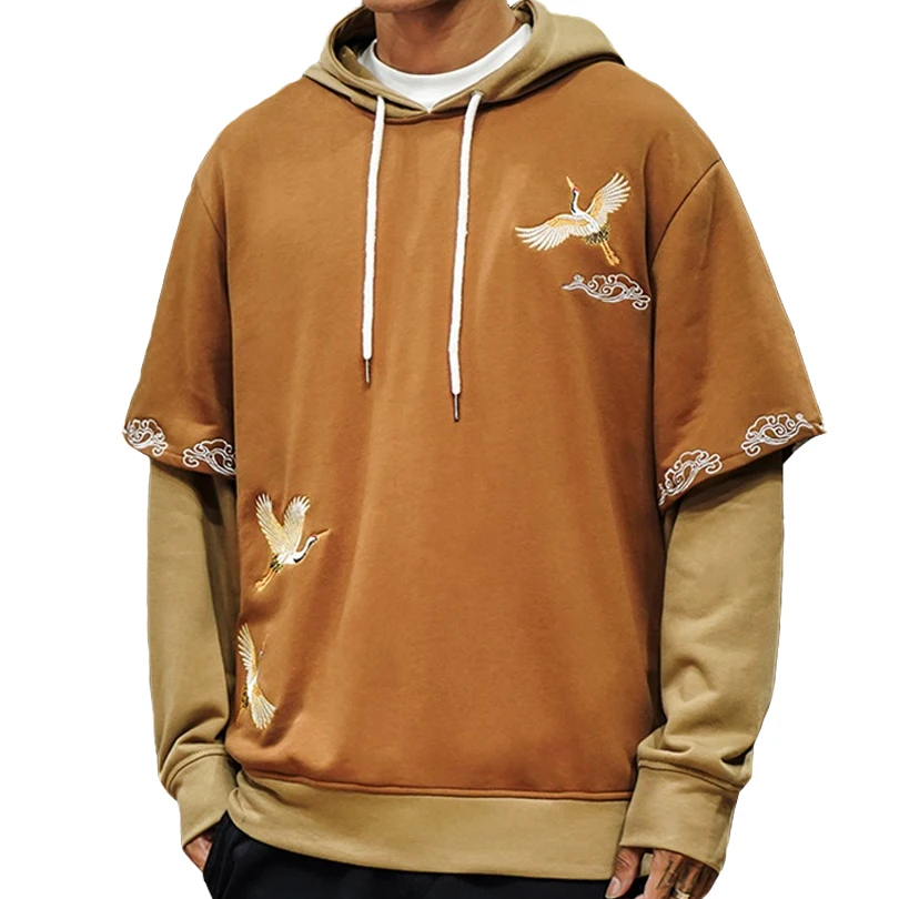 Лоскутная Толстовка с вышивкой модная Харадзюку мужская Японская уличная одежда