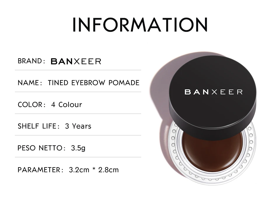 BANXEER, крем для бровей, водостойкий, 4 цвета, вилка, кончик бровей, тату, стойкий, профессиональный, для бровей, с кистью, макияж