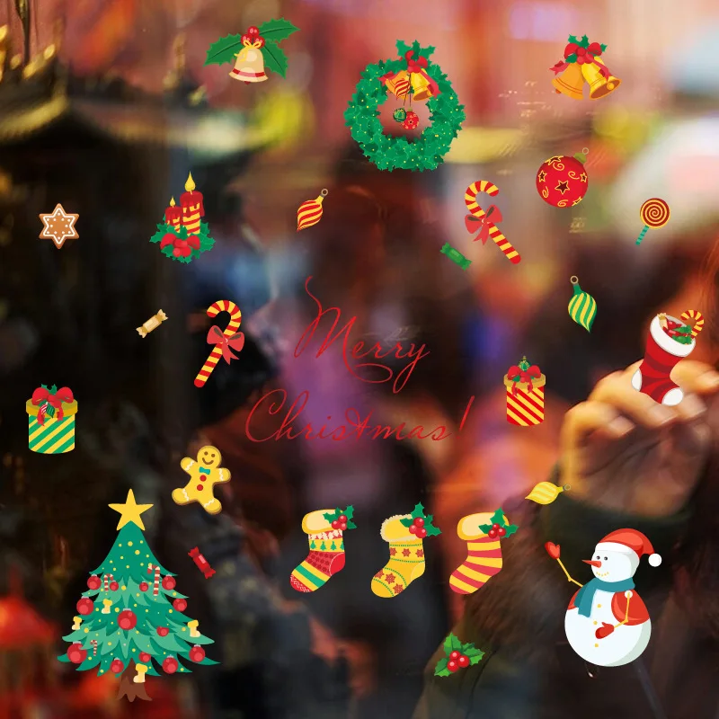 

Christmas Decorations Paper Wall Sticker Glass Stickers Popular Christmas Tree Garland Snowflake Stickers
