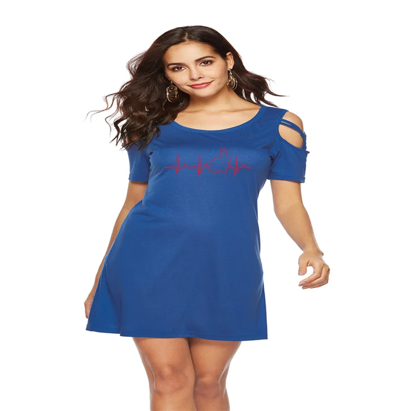 

Women Vestido Bunny Rabbit Heartbeat Print Dresses Women Short Sleeve O Neck Loose Dress Ladies Causal Sexy Vintage Tops