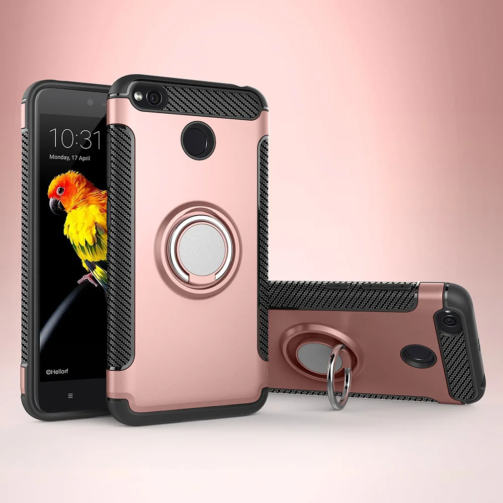 Rose Gold Противоударный чехол для Xio mi Red mi 5 Plus Note 5A с магнитным кронштейном чехол с кольцом для пальца для Xiaomi mi A1 A2 Red mi 4X Note 4X чехол - Цвет: Rose Gold
