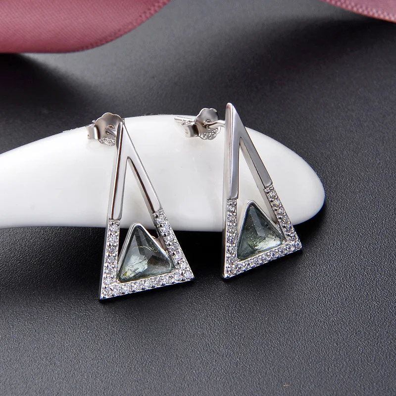 

Stud s925 sterling silver geometric earrings ladies creative fashion tassel earrings