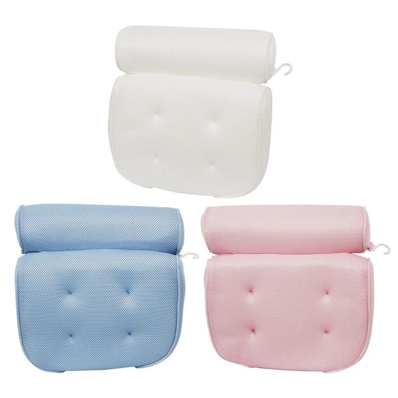 

Comfort 3D Air Mesh Bathtub Head Pillow With 4 Suction Cups 3D Bathtub Pillow