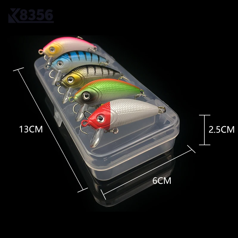 K8356 5 шт./компл. ABS жесткие приманки на пескаря набор рыболовных приманок