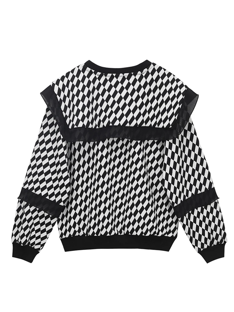 Женская клетчатая толстовка пуловеры модная женская Свободная шикарная Милая