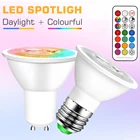 Светодиодная лампа GU10 E27 Умный свет Внутренний неоновый светильник Цветной прожектор RGB Пульт дистанционного управления Лампа 110 В 220 В с регулируемой яркостью ночник