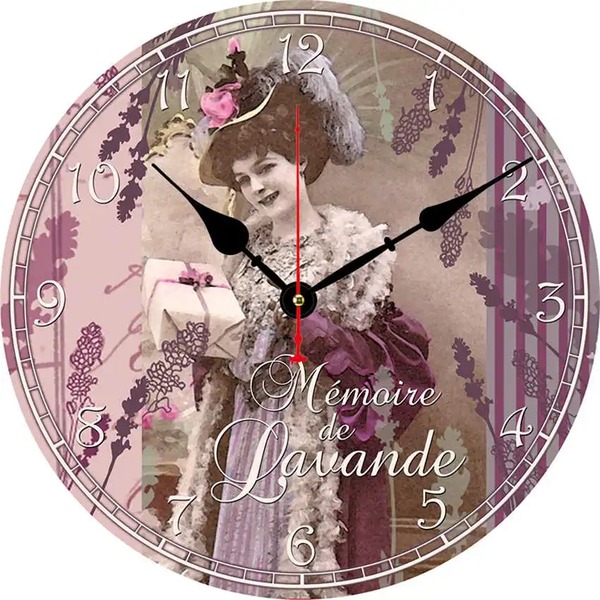 Woman Clock L Парижская башня настенные часы, настенные часы Бесшумный ход, круглые Настенные часы, потертые ретро дома для декора кухни, duvar saati - Цвет: Woman Clock L