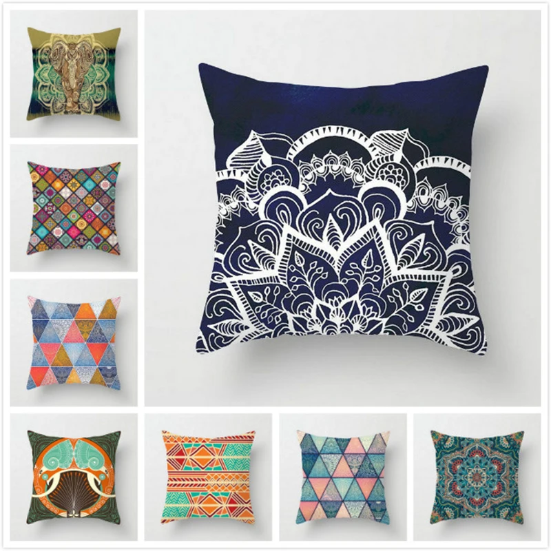 45*45 см Геометрическая Подушка мандалы квадратная полиэфирная наволочка для