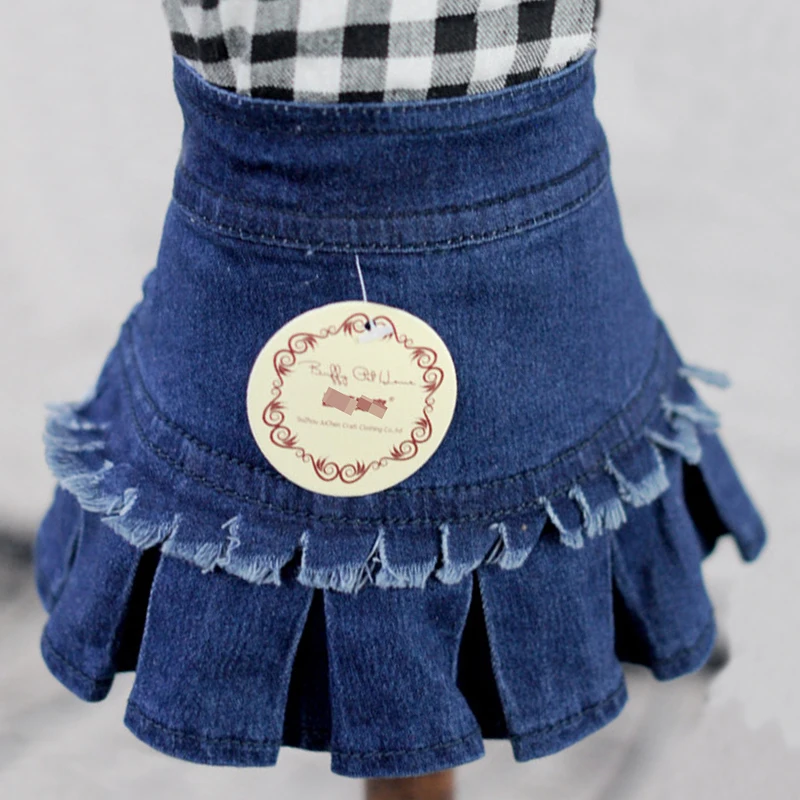 Джинсовая юбка с бахромой для домашних животных плиссированная дизайнерская