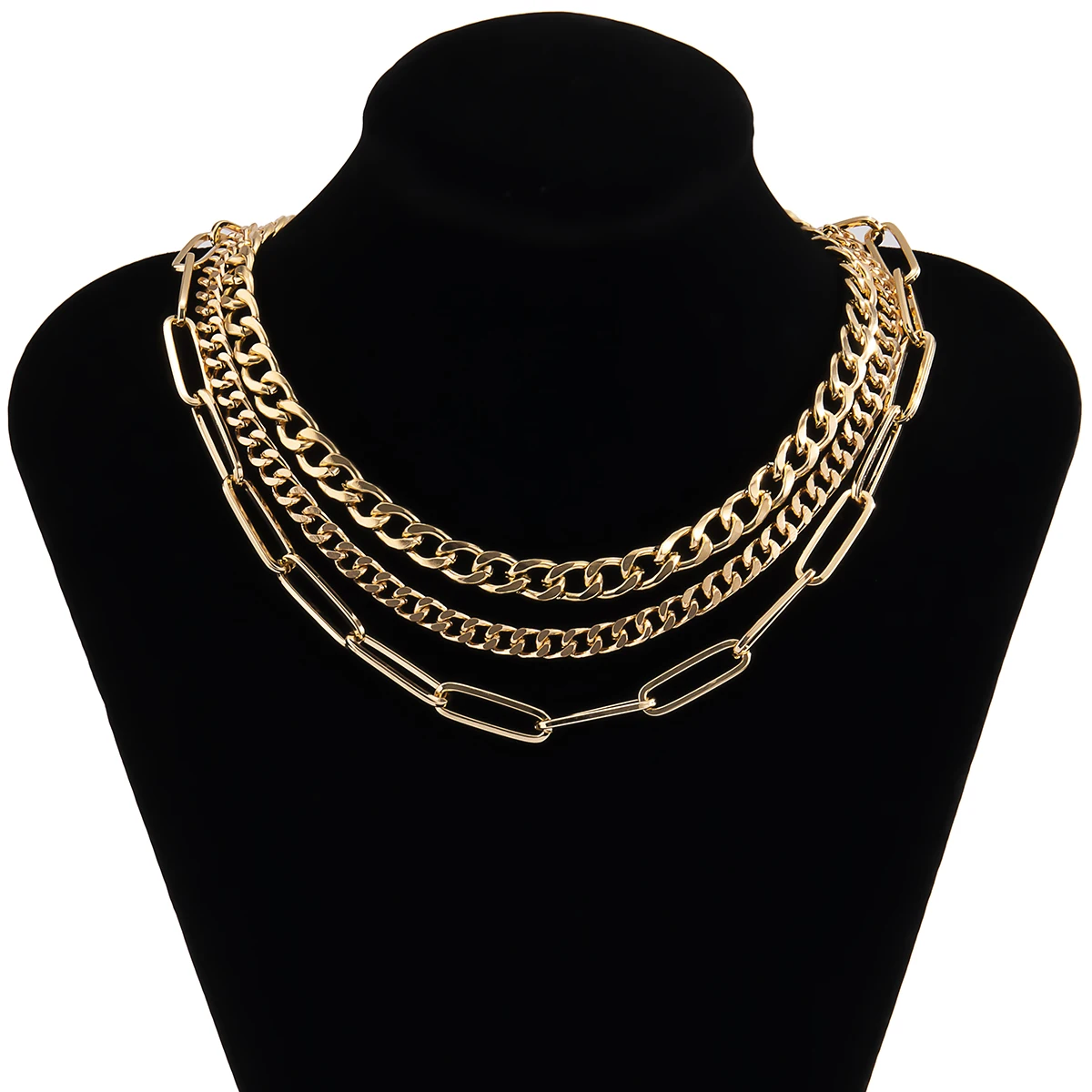 

IngeSight.Z Retro Multi Layered Curb Chain Choker Necklace for Women Gold Color Chunky Thick Chain Necklace Collar Party Jewelry