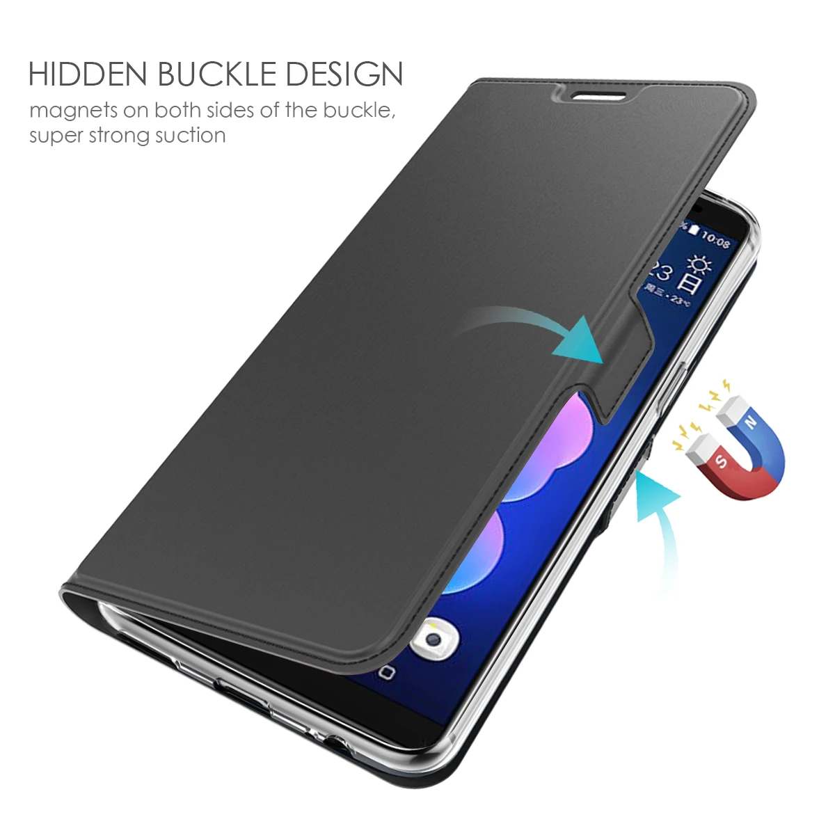 Чехол для телефона HTC U12 Plus Life из искусственной кожи с держателем карт магнитной