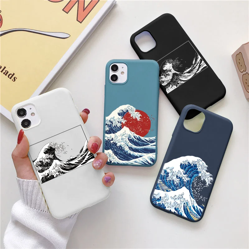 Модный чехол для телефона с синими волнами iPhone 7 plus 12 13 Mini 11 Pro XS MAX XR X 10 SE 2020 8 6 6s Plus