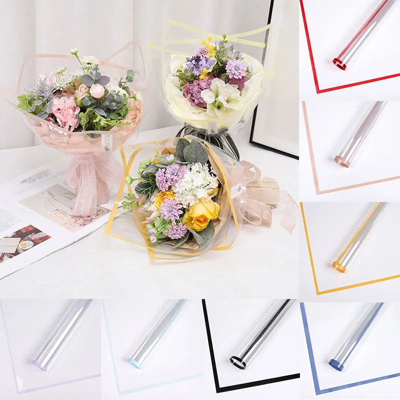 

20pcs waterproof Golden Border Rose Flower Wrapping Paper Korean Style Half Transparent Gift Wrap Florist Bouquet Wrapping Paper