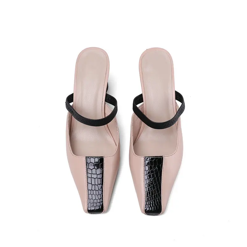

New Women's Shoes Comfortable High Quality Cow Leather Fashion Mixed Color Shoes Sweet Style Hot Sale Party Slippers