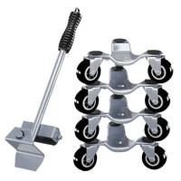 5pcsset furniture mover tool set transport lifter heavy stuffs wheeled mover roller wheel bar hand tools bearing weight 400kg