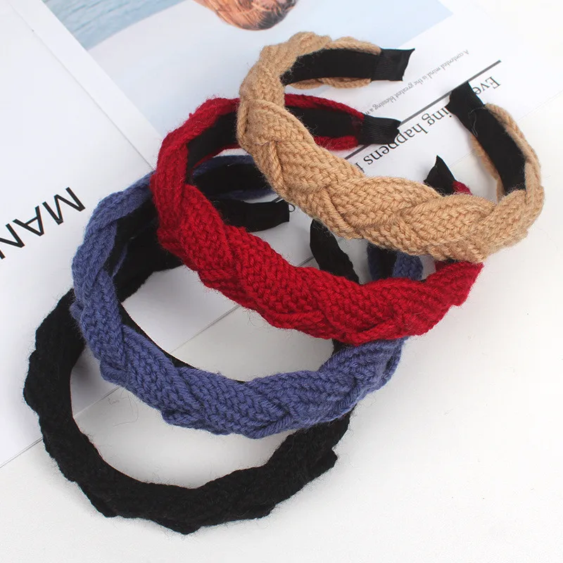 

QCOOLJLY New Fashion Women Hairband Knitted Wool Headband Adult Autumn Winter Headwear Turban Hair Accessories