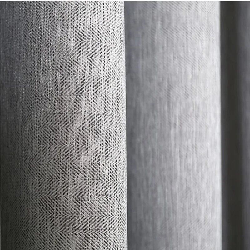 Современные серые затемняющие занавески из хлопка и льна плотные тканевые для