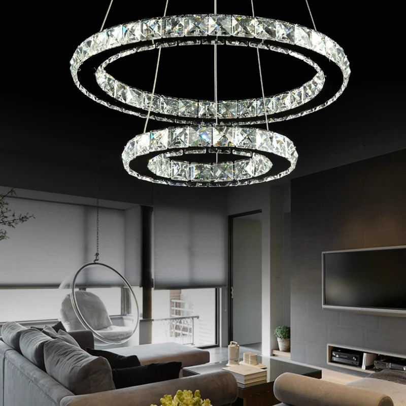 Современный роскошный круглый хрустальный подвесной светильник светодиодный