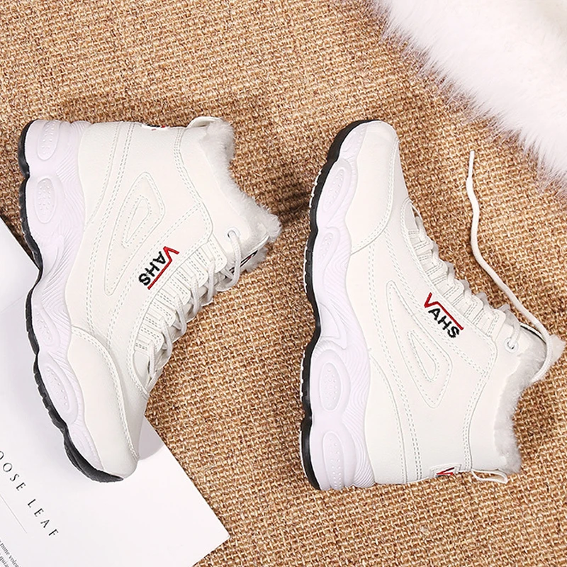 VTOTA Chunky Sneakers Women Winter Warm Shoes New Platform Wedges Shoes Tenis Feminino Pink Fur Vulcanized Shoes Snow Shoes ISN
