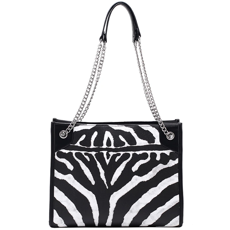 

Original Design New Fashion Chain Shoulder Bag Large Capacity Messenger Bag Handbag Zebra Pattern Tote Bag Multifunctional Bag