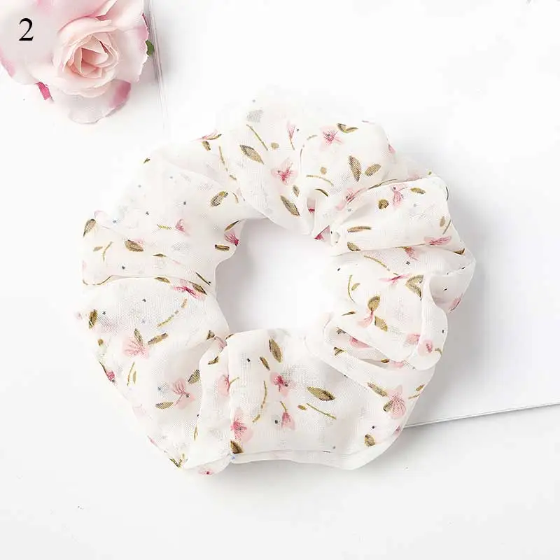 

Sweet Chiffon Floral Leopard Print Lady Stretch Scrunchie Women Elastic Hair Bands Girls Headwear Floral Hair Tie Drop Shipping