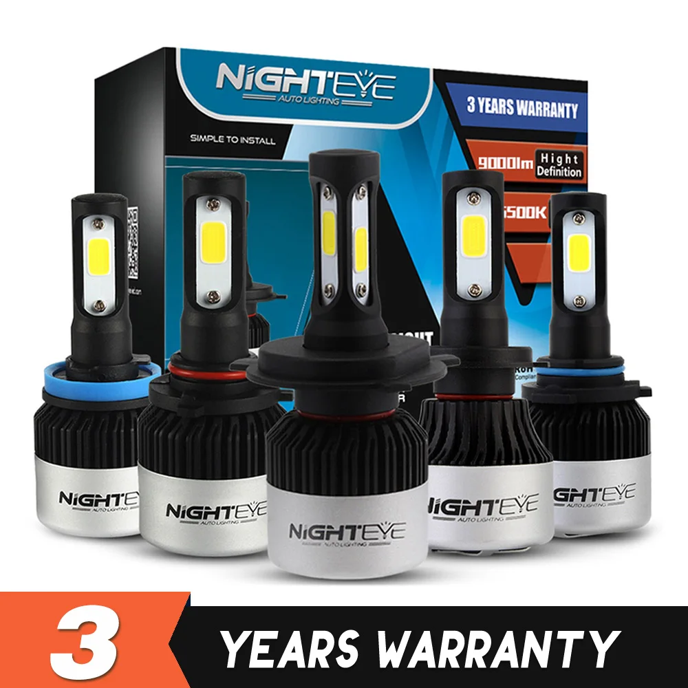 

2pcs h7 светодиодный лампы h7 светодиодные фары12v h4 led h8 h11 противотуманные фары h1 HB3 9005 HB4 9006 Авто комплект фар 6500K