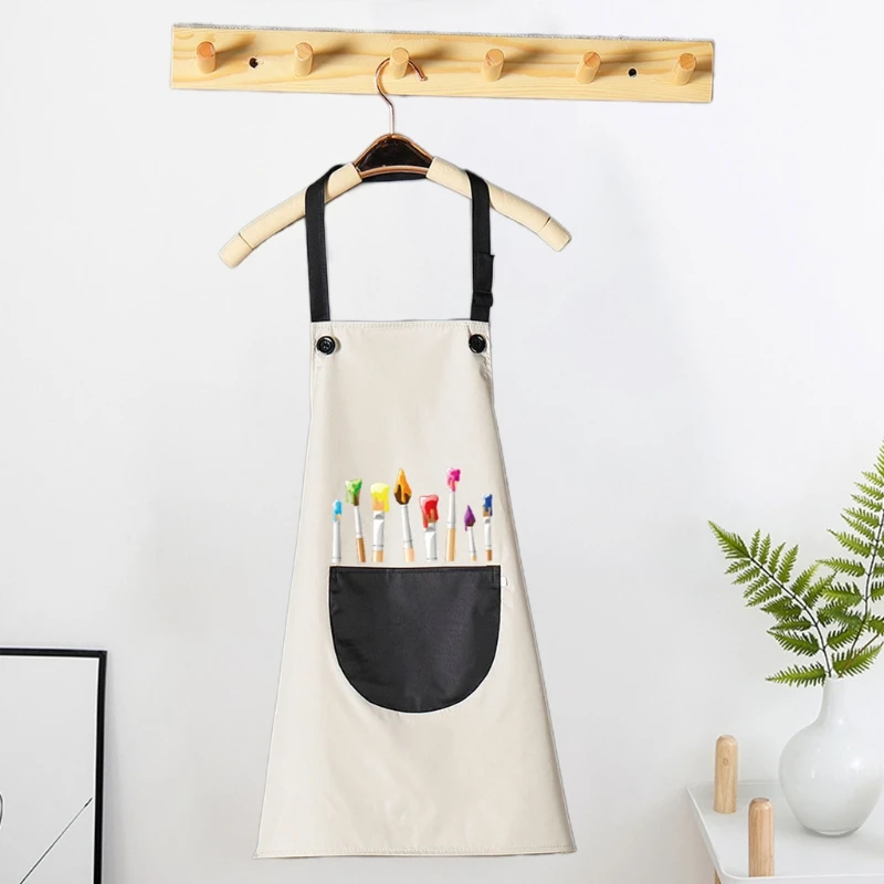 

Adjustable Waterproof Cooking Apron with Pockets Long Adult Apron Household Kitchenware Multipurpose for Crafts Painting