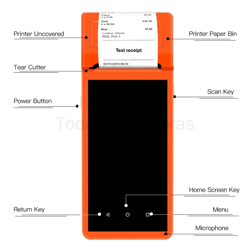Термальный принтер на Android 8 1 PDA беспроводной ручной сканер штрих-кодов