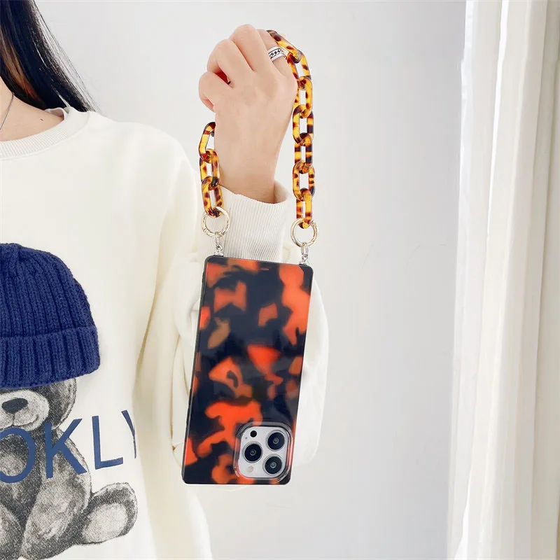 Винтажный чехол для телефона с янтарным леопардом и браслетом кристаллами iphone 13