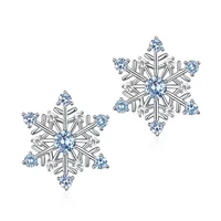 ly 925 sterling silver 9k gold korean style elegant trendy blue spinel snowflake stud earrings for women fine jewelry accessorie