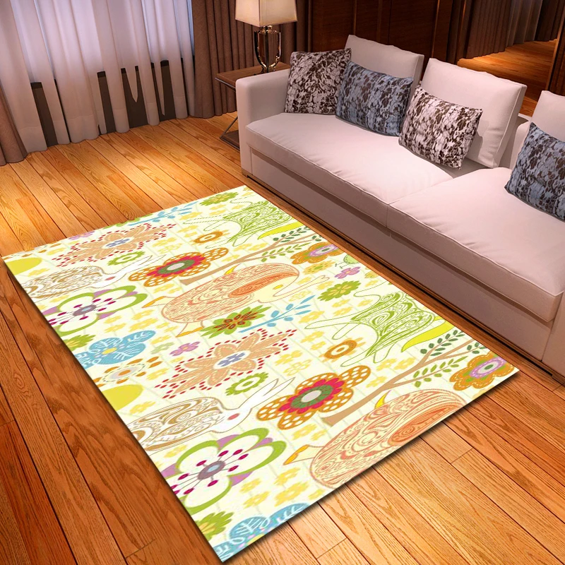 

Cartoon Children Game Mat Flannel Anti-slip Rug Baby Crawling Carpet Mat Kids Room Bedside Rug Living Room Area Rug