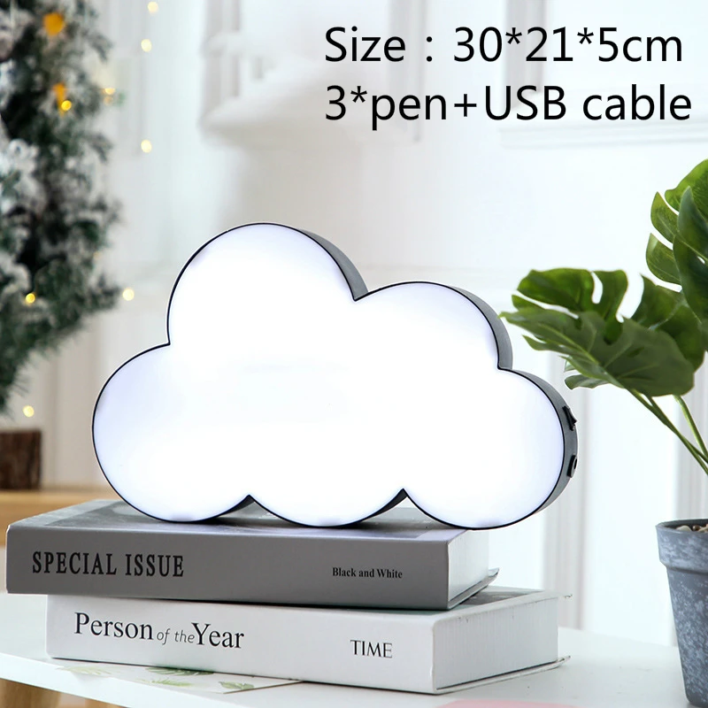 Black Cloud USB Светильник с надписью Hinnixy s Box, перезаписываемый светодиодный ночник, рекламный светильник в форме звезды, Рождественский подарок - Испускаемый цвет: Black Cloud USB
