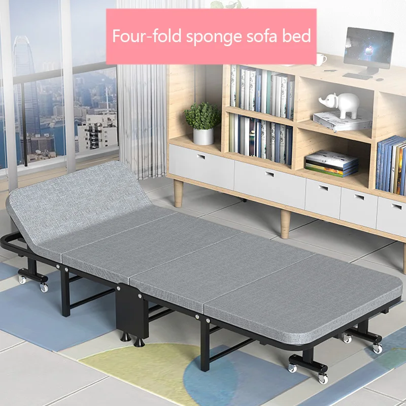 

Four-fold Sofa Chair Folding Bed with Adjustable Backrest Hard Bedboard Office Nap Bed Folding Single Sofa Bed FB
