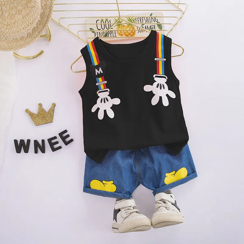 Жилет с героями мультфильмов для маленьких детей Летний Тонкий комплект из