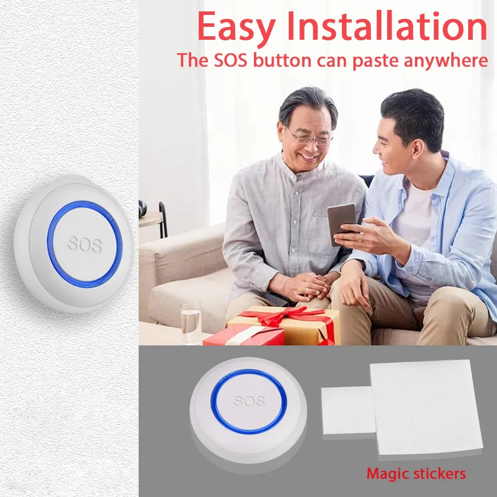 

Hot TTKK Wifi SOS Button One-Key Alarm Call for Help Wireless Doorbell Call for Help Alarm Set Distance Reaches 15-20M