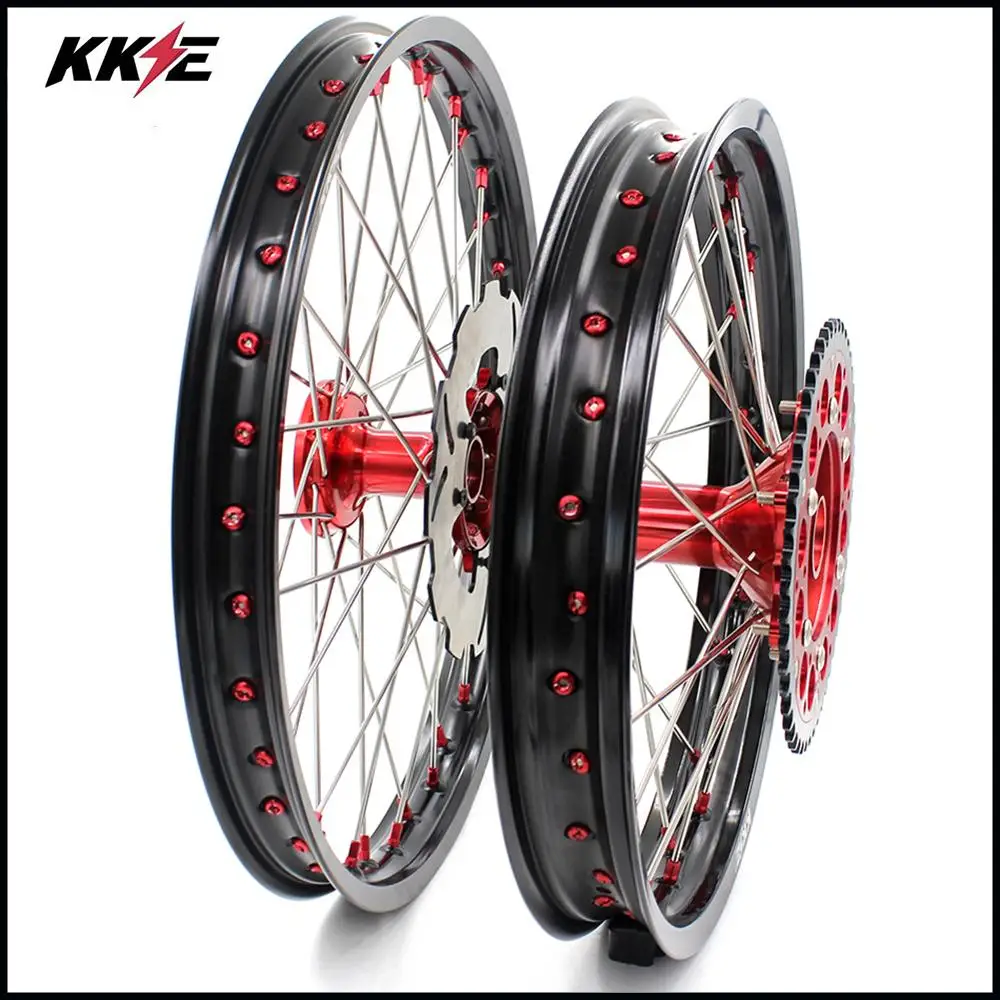 Литые диски KKE 21/19 дюйма для HONDA CR125R 2002-2013 CR250R красная ступица и соска 240 мм