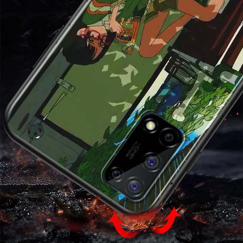 

Anime Neon Color Art Girl For Honor X10 5G 10X 10i 10 9C 9S 9A 9i 9N 9X Pro 9 Lite Black Phone Case