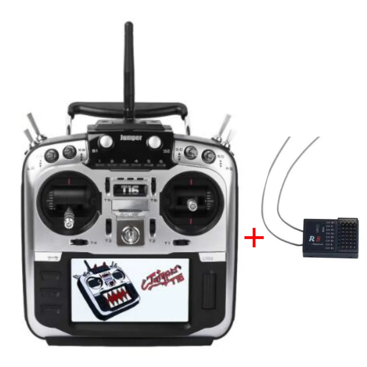 Mode 2 with R8 RX Перемычка T16 Pro T16 PlusTransmitter с JP4-in-1 радиочастотным модулем с открытым исходным кодом, мультипротокол радио 2,4G 16CH 4," lcd для дрона FPV - Цвет: Mode 2 with R8 RX