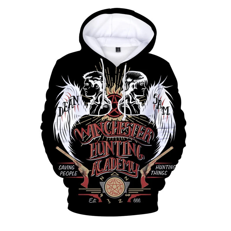 

Свитшот мужской в стиле оверсайз с капюшоном, сверхъестественный пуловер с объемным рисунком, худи в стиле аниме, в стиле хип-хоп, для сбереж...