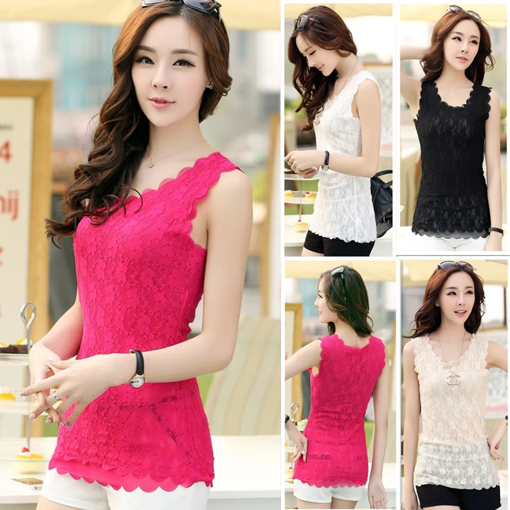 Блузка женская облегающая без рукавов пикантный ажурный топ кружевная черная