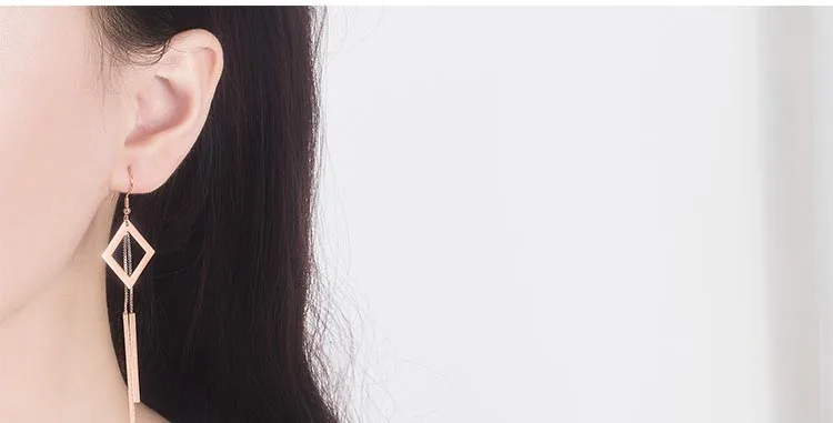 XIYANIKE 925 Серебряный Модный кисточкой Длинные Простые геометрические свисающие серьги для женщин гипоаллергенно Ушные Кольца Свадебные украшения