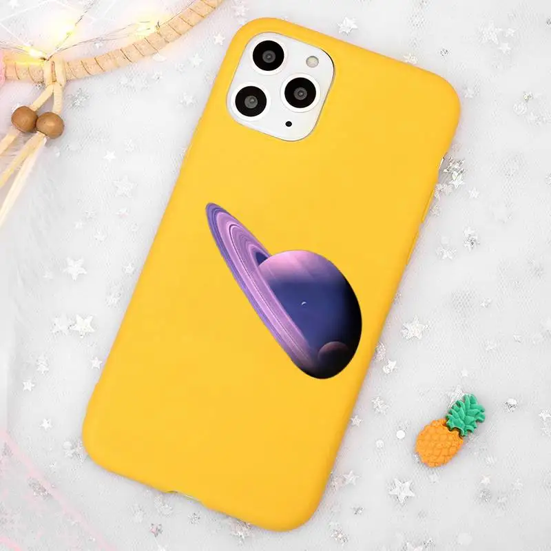

ins personality moon astronaut Phone Case Candy Color Yellow for iPhone 11 12 pro XS MAX 8 7 6 6S Plus X 5S SE 2020 XR