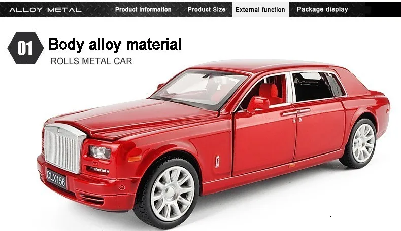 1/36 Rolls Royce Phantom литая под давлением Модель автомобиля игрушки металлический автомобиль Игрушечная модель автомобиля черная удлиненная коллекция лимузина 6 дверей